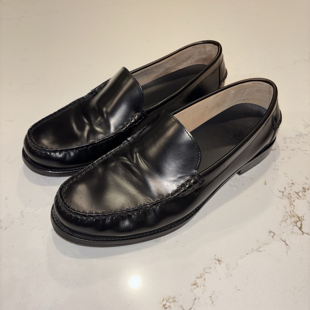 Massimo Dutti Men Size EU 45 11.5/12 Black Leather Loafer Dress Shoes
